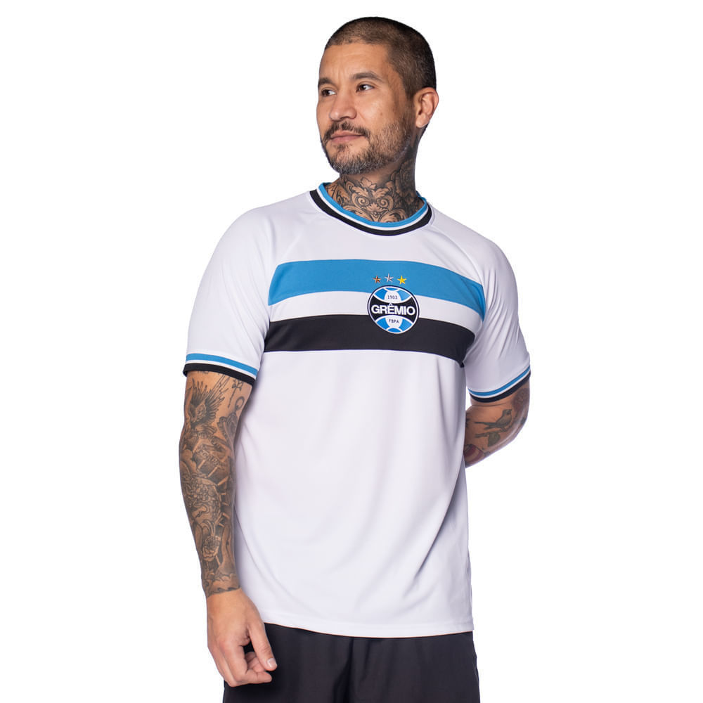 Camiseta Masculina Grêmio Lotus Orion Listra Tricolor Branco