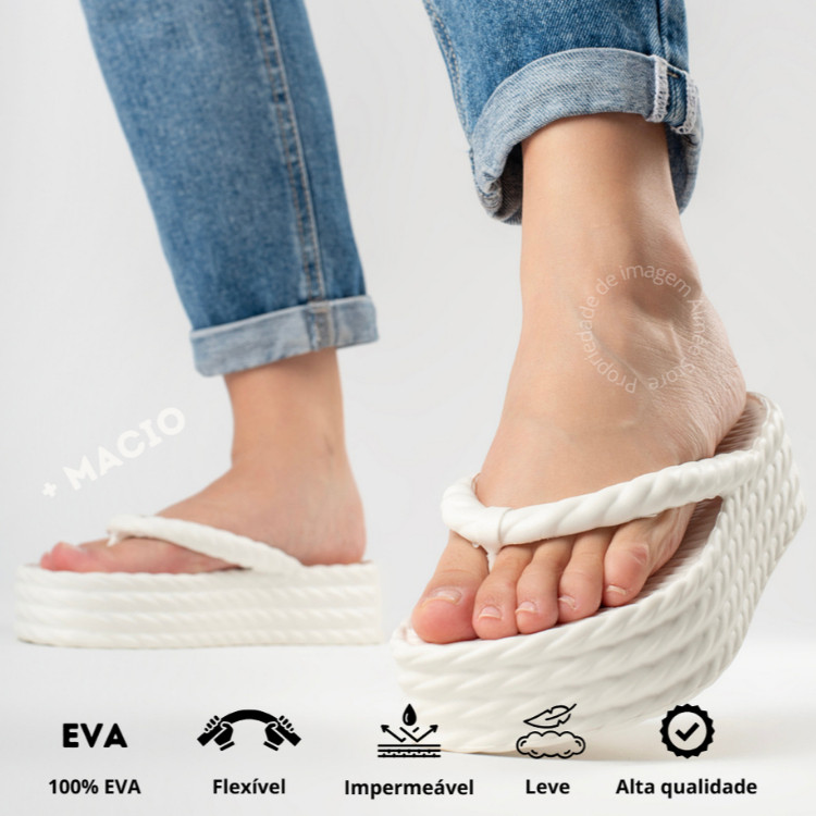 Chinelo Tamanco Sandália Feminino Nuvem Trançado Camadas Plataforma EVA Leve Macio Confortável