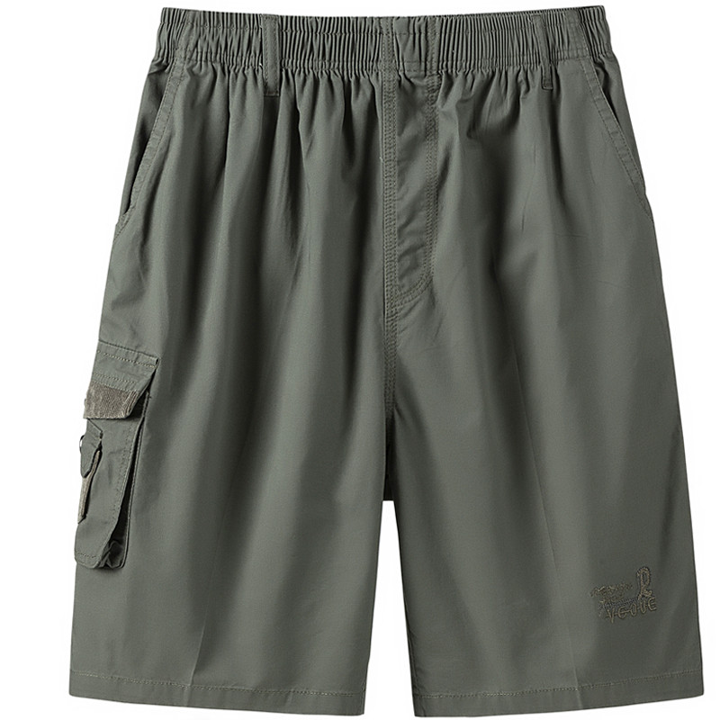 Verão pai Shorts masculino exterior Wear fino meia-idade idosos calças de cinco pontos puro algodão solto tamanho grande