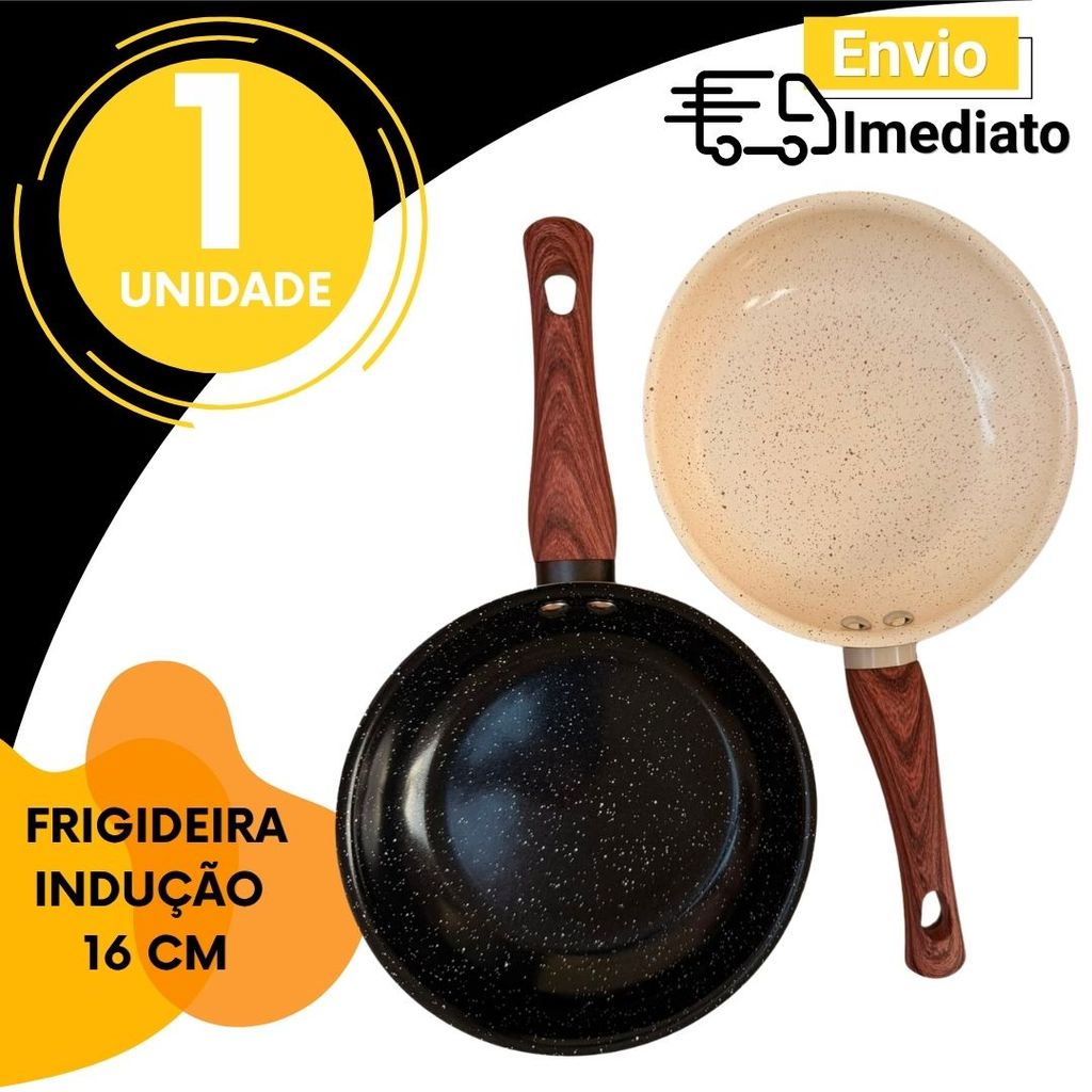 Frigideira 16cm Cerâmica Antiaderente Indução Cabo Antitérmico Fogão Gás Elétrico 1 Unidade MULTIUSO