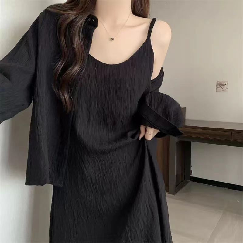Vestido feminino estilingue verão novo estilo All-Match vestido solto vestido longo francês