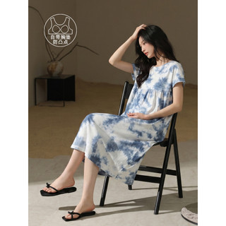 Camisola com almofada no peito feminino verão puro algodão manga curta 2026 novo estilo solto algodão pijamas feminino H