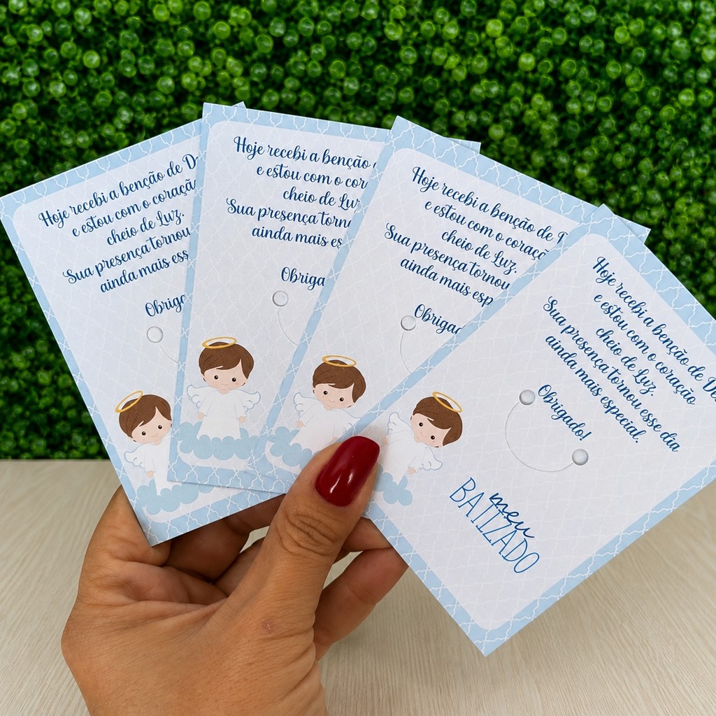 20 Unid Cartões Lembrancinha de Batizado Crisma Eucaristia para Mini Terço Batismo