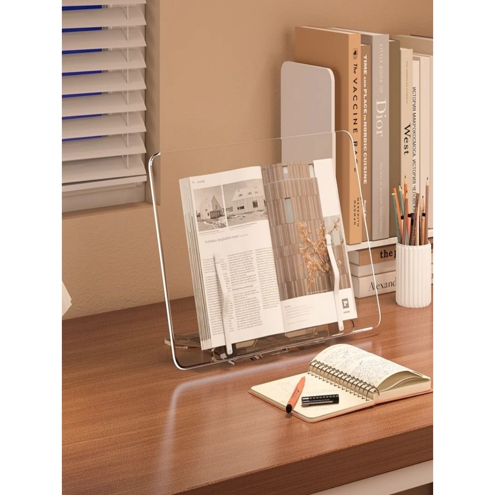 Estante de leitura Suporte para livros Mesa Acrílico Transparente Estudante Multifuncional Suporte para livros de leitur
