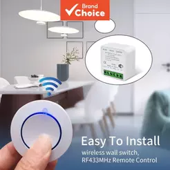 Interruptor Inteligente Tuya WiFi 16A AXUS Mini Redondo Sem Fio RF433MHz, Botão de Pressão, Compatível com Alexa e