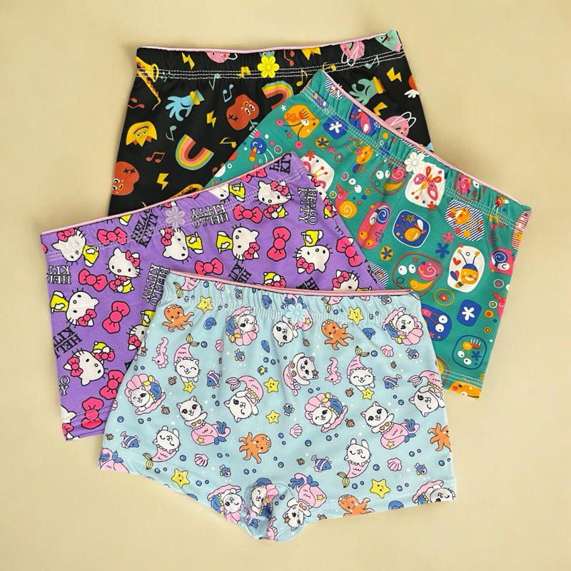 Kit 10 Calcinhas Infantil Menina Shortinho Boxer Microfibra Estampada Confortável Cós Embutido 2 a 8 Anos