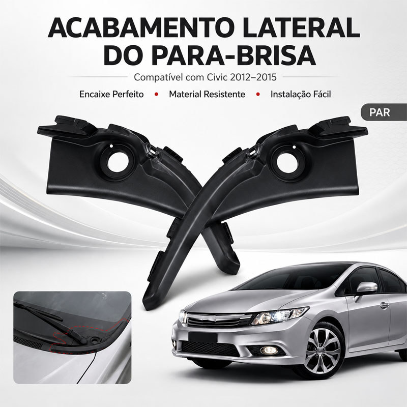 Tampa Defletor Limpador Para Honda Civic Códigos OEM 74220‑TR0‑A00 74210‑TR0 Peça Reposição Automotiva