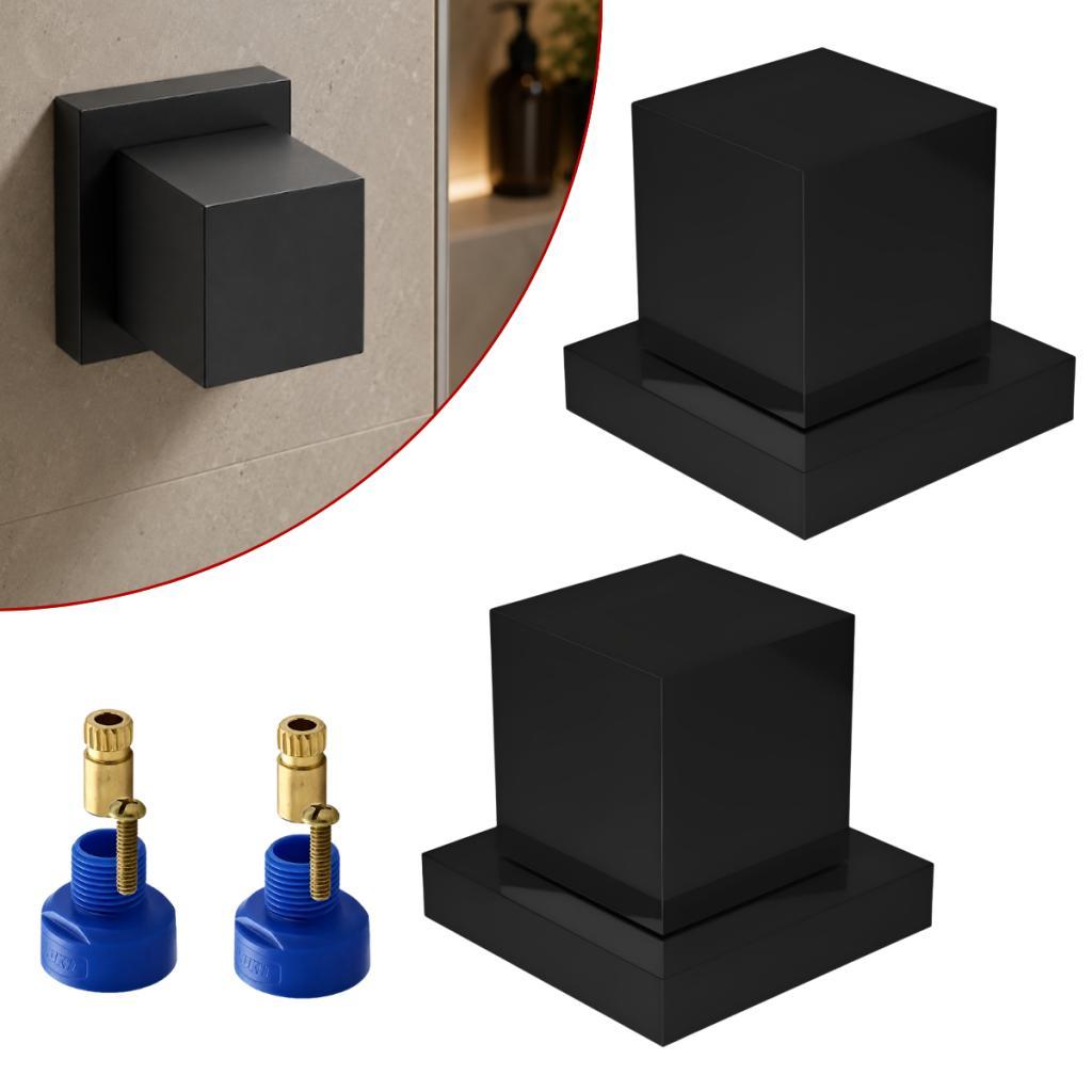 Kit 02 Acabamentos Preto para Registro Banheiro com Conversor Compatível em Registros Deca e Docol