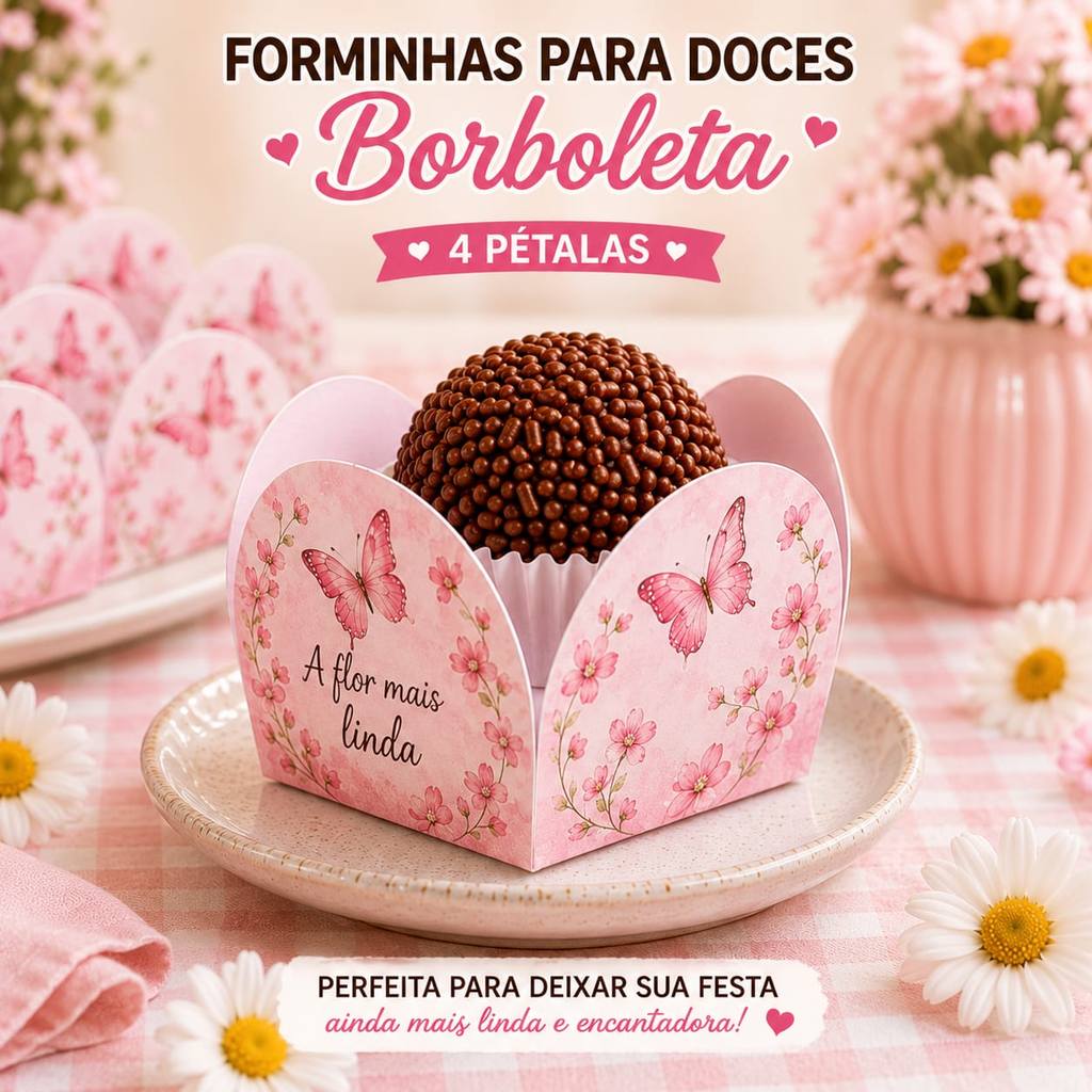 Forminhas de Doces Borboletas / Personalizadas no Tema/ Lembrancinhas de Festa/ Aniversário