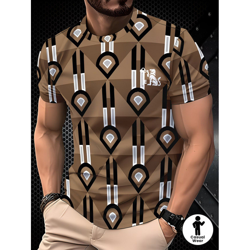 Padrão De Desenho Animado 3D digital Completo Impresso Manga Curta Masculina t Comércio Exterior Roupas Masculinas Verão
