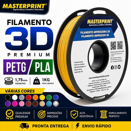 Filamento PETG / PLA MasterPrint Premium 1Kg Impressora 3D Várias Cores