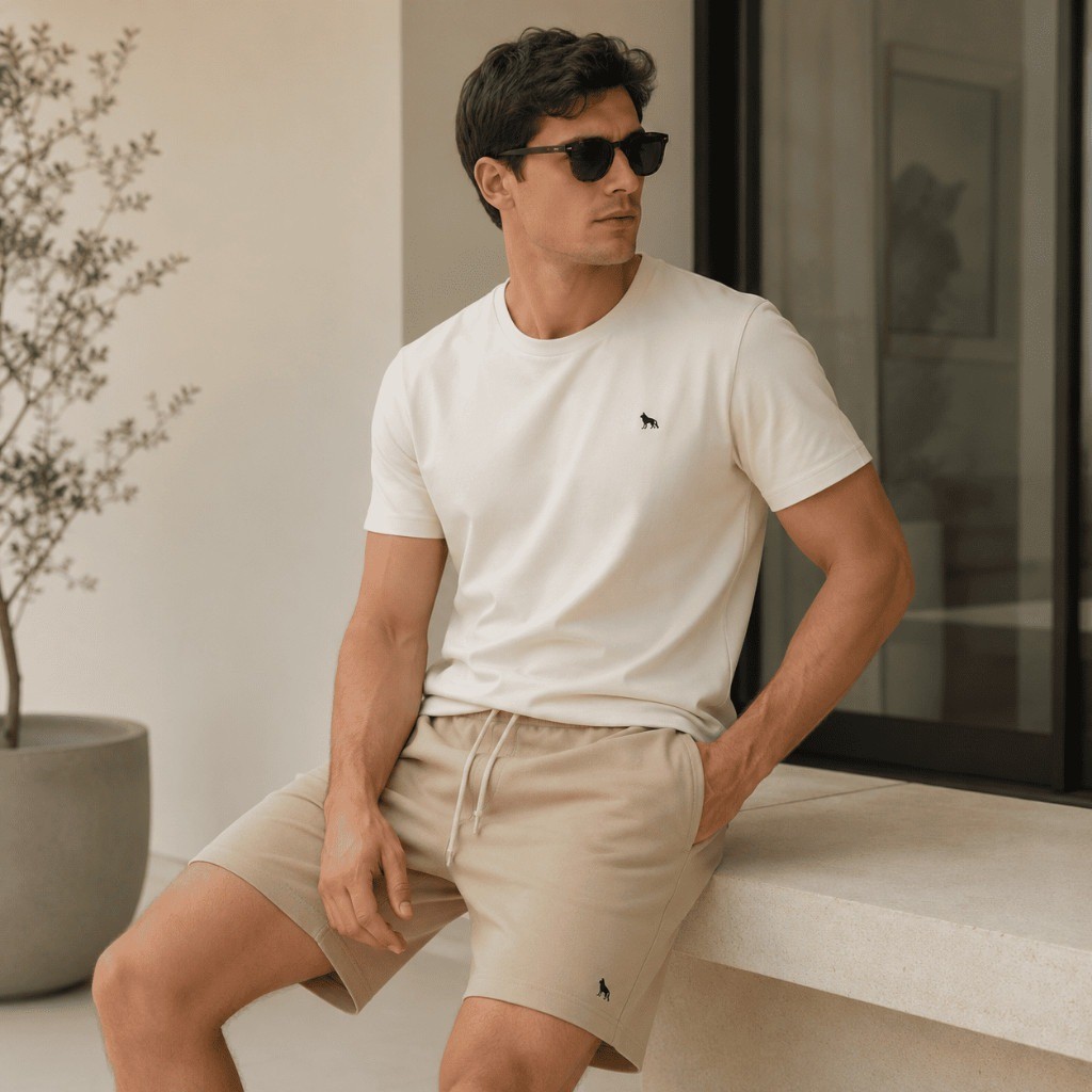 Conjunto Masculino Camiseta Manga Curta e Short de Moletom com Bolsos – Look Casual Esportivo Confortável