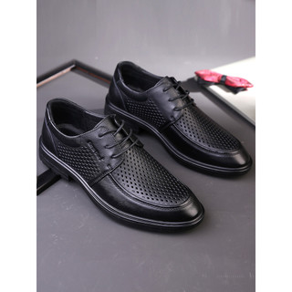 Sapatos de couro estilo masculino verão respirável estilo fino sandálias perfuradas negócios Casual primeira camada sand