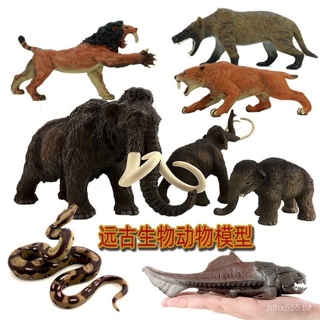 Brinquedos de Animais Realistas, Modelos de Plástico Sólido, Criaturas Pré-Históricas e Antigas: Tigre Dente de Sabre, L