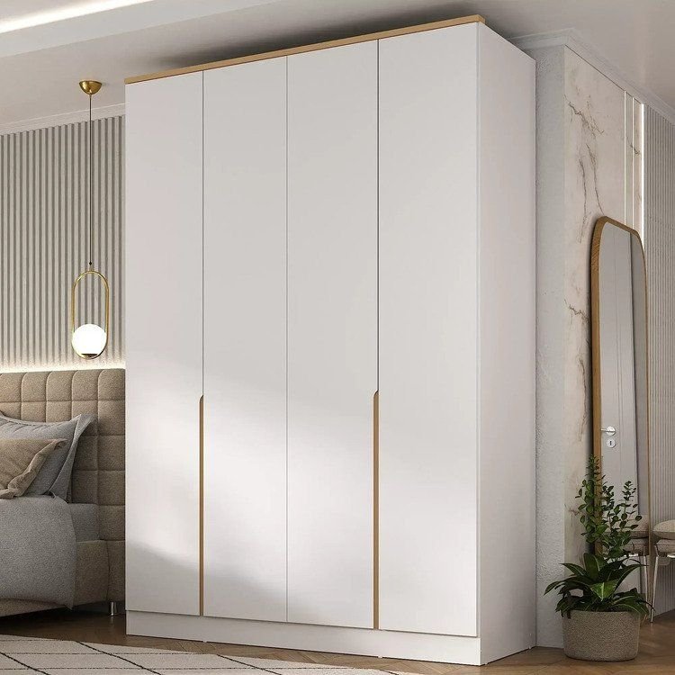 Guarda Roupa 4 Portas 2 Gavetas Logan Yescasa Branco/Olmo Italiano Branco/Olmo Italiano