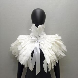 Estilo gótico pena manto xale manto gola alta rendas cosplay palco passarela adereços masculino feminino estilo rei