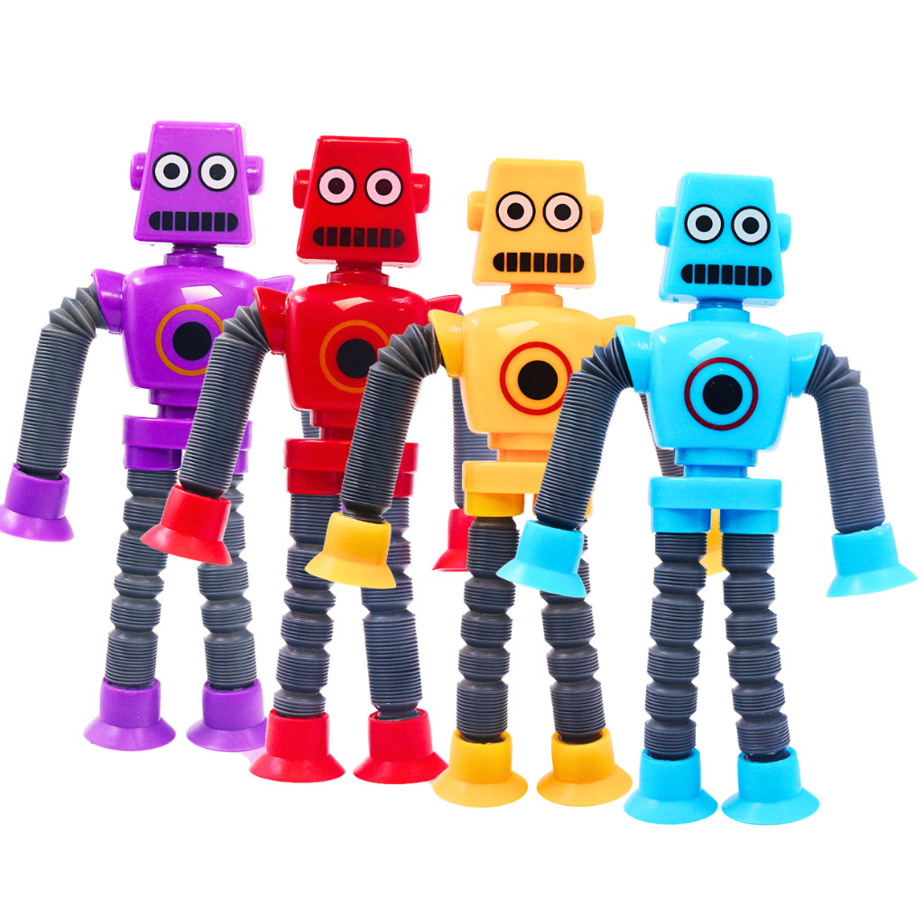 Robô estica e gruda Cartoon pop it Tubo Telescópico Fofo Design Criativo Brinquedo infantil para crianças
