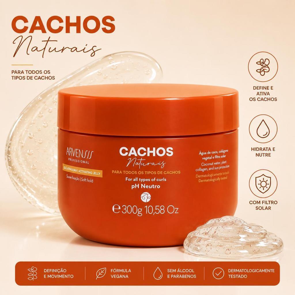 Gelatina para Cabelo Cacheado 300g Gelatina para Cabelo Suave Fixação Arvensis Gelatina Capilar Geleia Cachos Naturais