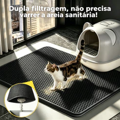Tapete Coletor de Areia para Gato Dupla Camada Anti Derramamento Vários Tamanhos 30x45~70x120cm