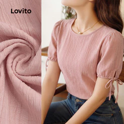 Lovito Blusa Elegante Jacquard de Primavera/verão Delicado Rosa para Mulheres L199ED242