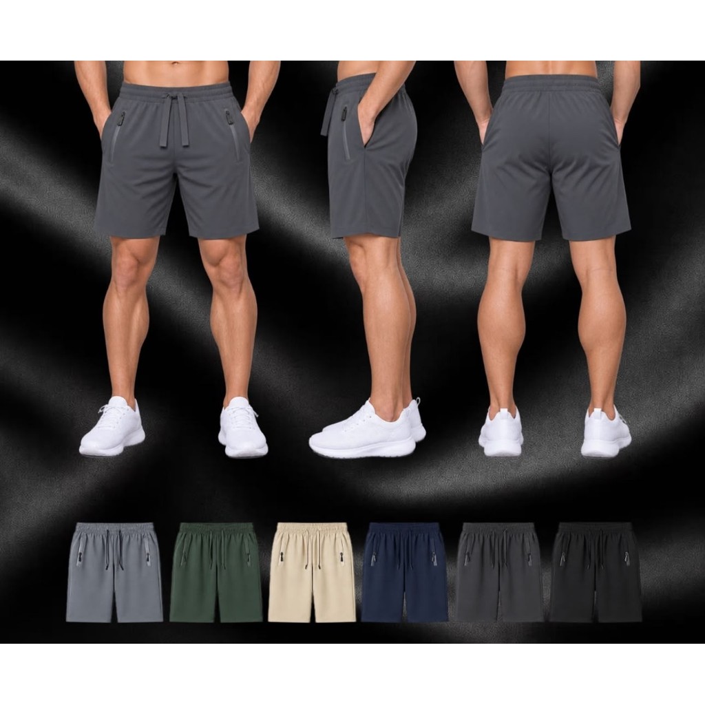 Bermuda maculina academia tactel com elastano bolso com ziper Ideal para Academia Casual