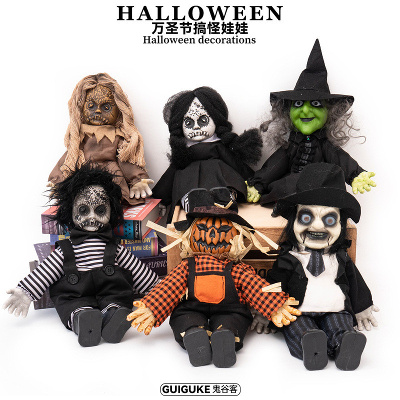 Halloween novo estilo boneca de terror ornamentos abóbora bruxa vampiro boneca quebrada atmosfera decoração adereços g