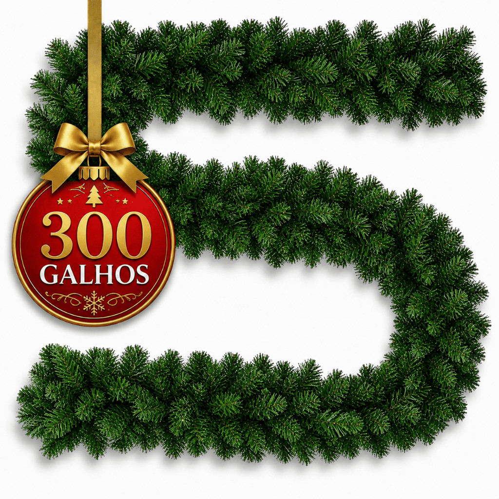 Festão Verde 300 Galhos Aramado Tamanho 2.70 metros para Decoração festa de natal enfeites de natal