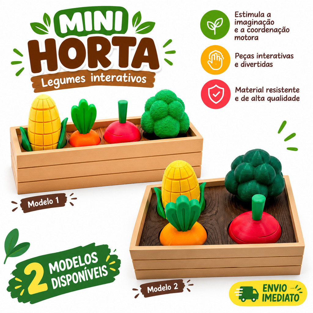 Horta Sensorial Interativa Infantil com Vegetais Fidget Brinquedo Sensorial Montessori