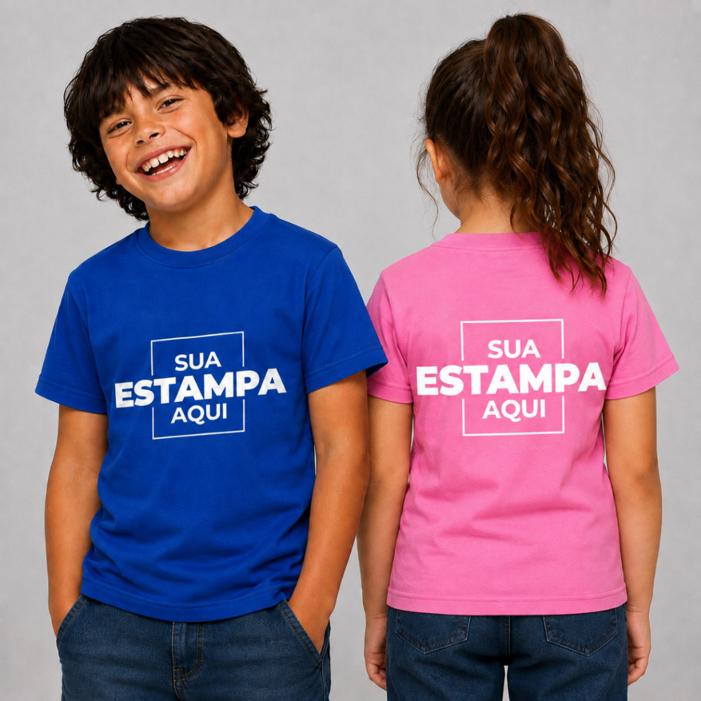 Camiseta Infantil Personalizada Criança Menino e Menina 100% Algodão Estampada Unissex Desenho Nome