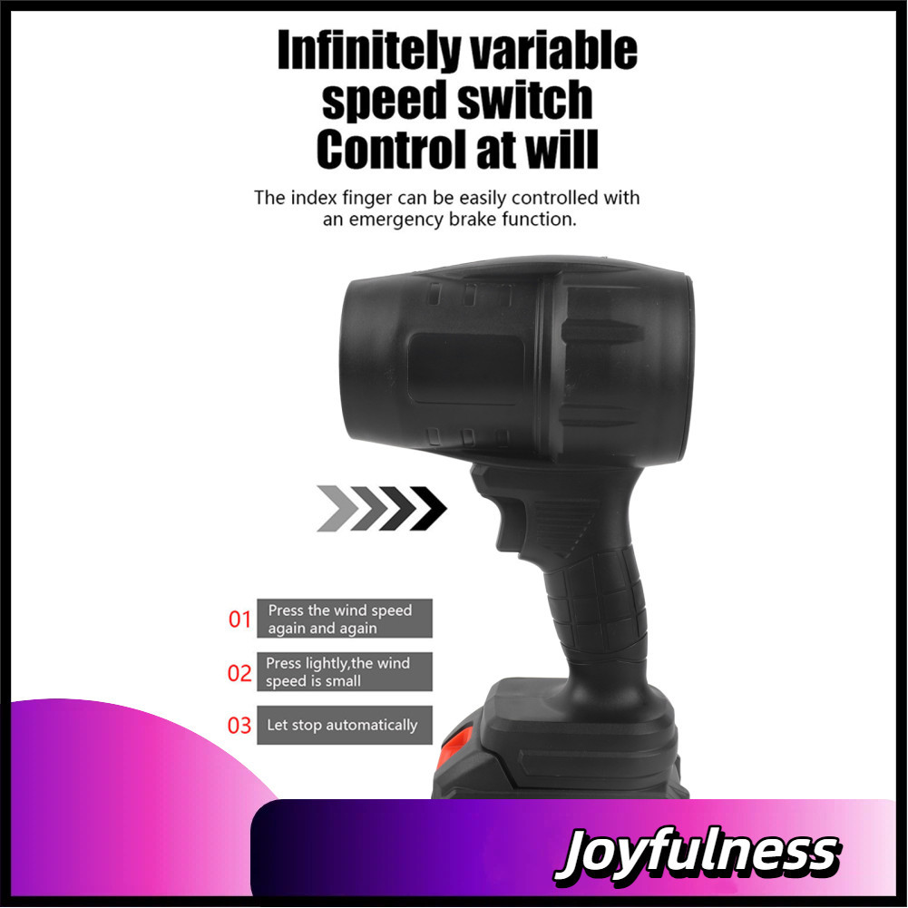 Joyfulness-br 21V Cordless Jet Blower Poeira elétrica portátil com 2 PCS 1500mAh Baterias Velocidade variável Secador