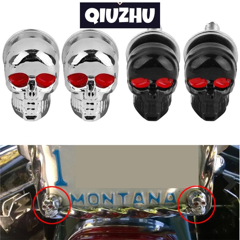 QIUZHU 2 Pçs Crânio Placa De Licença Quadro Parafusos Prendedor Tampa Motocicleta Carro Caminhão Auto Nova Chegada P9V6