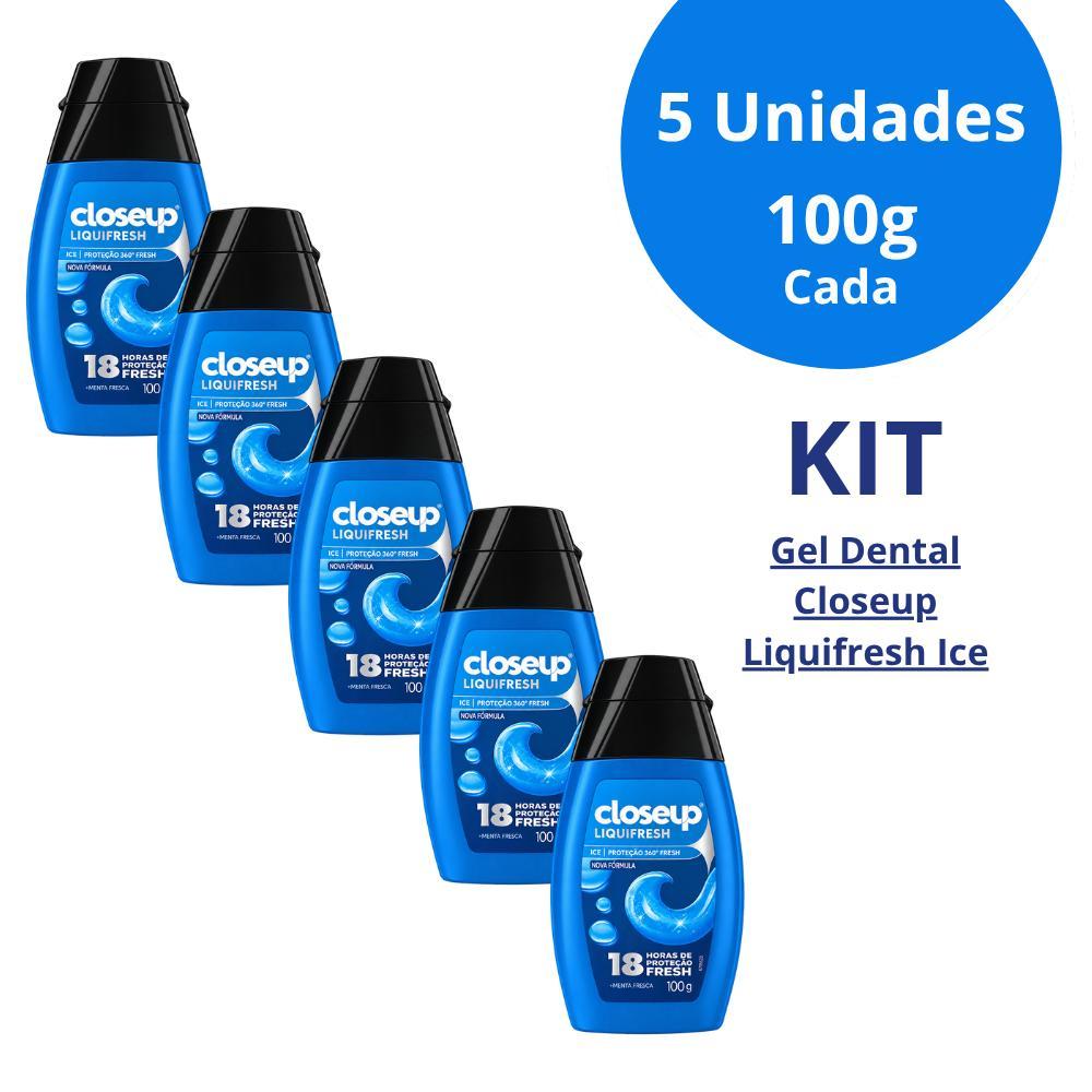 Kit 5 Un Gel Dental Closeup Liquifresh Ice 100g Creme Dental