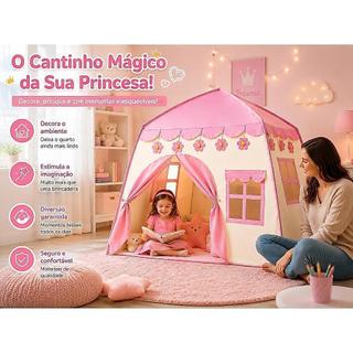 Barraca Infantil Rosa ou Azul 130cm Casinha de Brincar para Meninos e Meninas