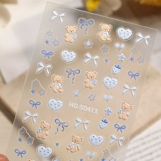 Pequeno urso nova cor tridimensional Manicure adesivo dos desenhos animados bonito gato arco diy telefone móvel copo de 