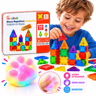 Kit Brinquedo Blocos Magnéticos Infantil Educativo 3D Montagem Criativa Mini de Construção