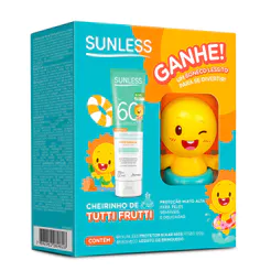 Kit Sunless Protetor Solar Baby FPS60 Cheirinho de Tutti Frutti 120g + Boneco Lessito