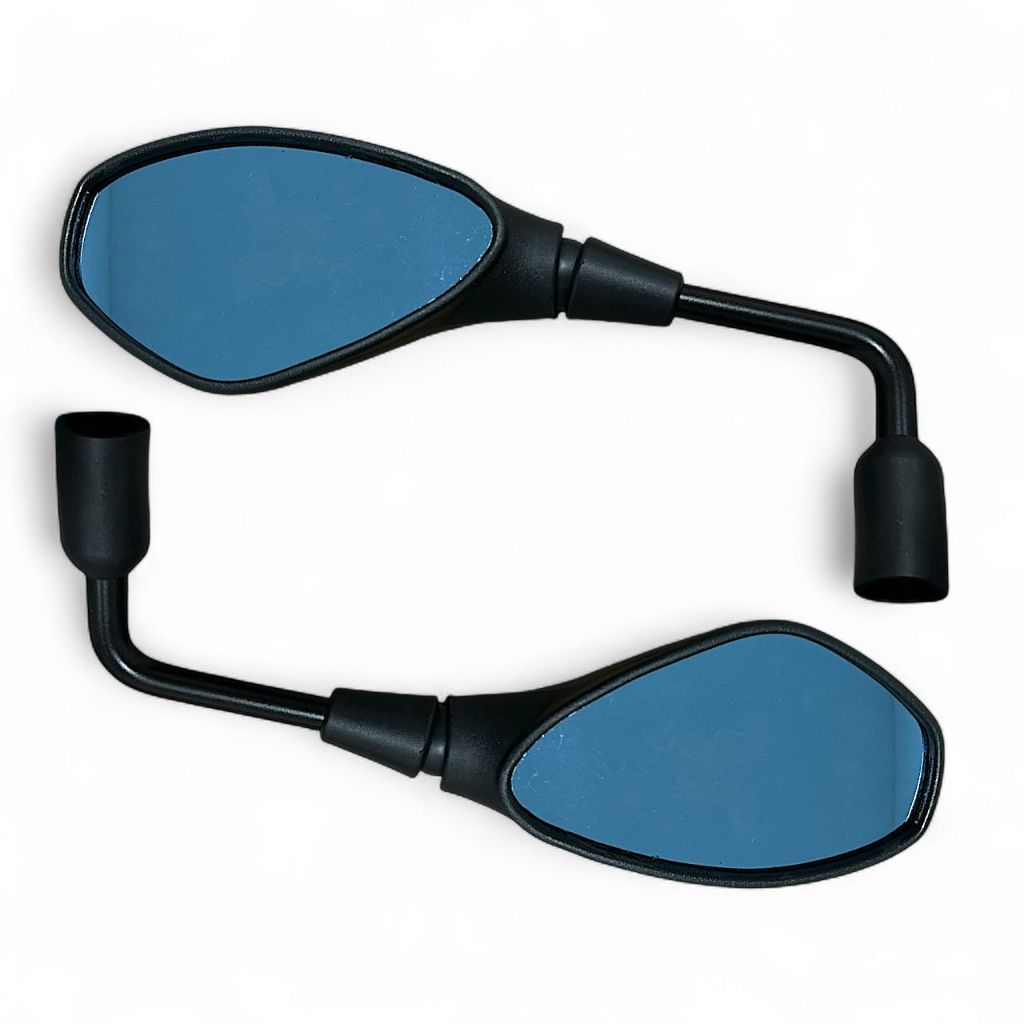 Par Retrovisor Lente Azul Mod Bmw Haste Longa Fixa 90 Graus Rosca Honda Titan Fan Pop Xre 300 Biz — imagem 2 de 2