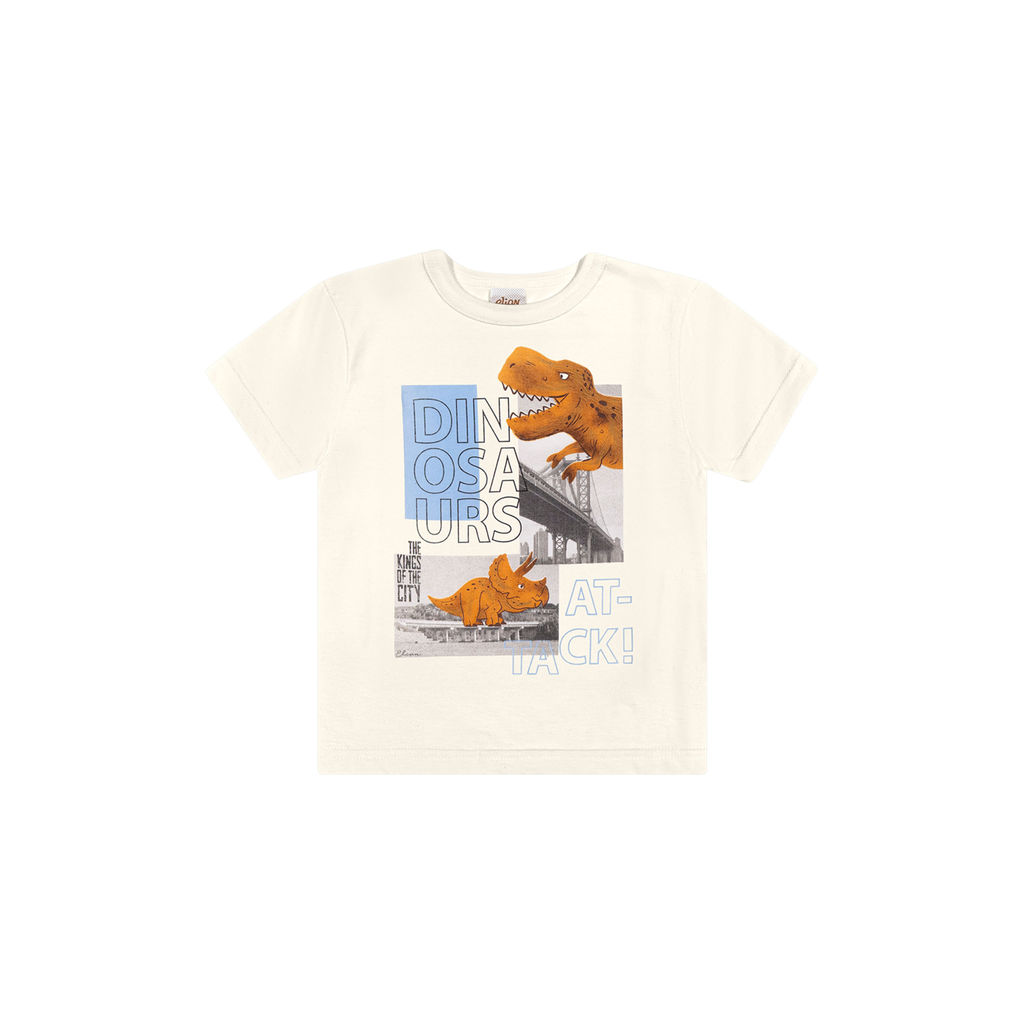 Camiseta Infantil Menino Meia Malha Elian Bege