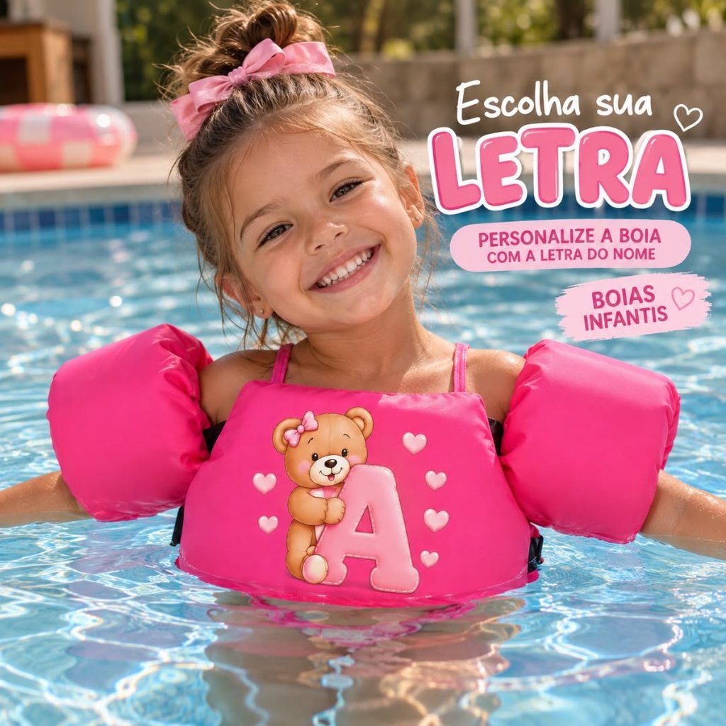 Boia Personalizada Letra Nome Colete Infantil Criança De Braço Piscina Kids Não Fura até 25kg Praia Rio