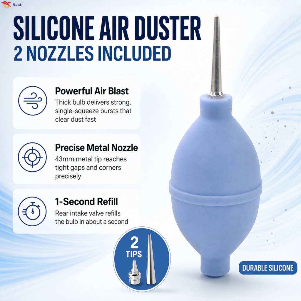 Ventilador De Ar De Silicone , Bico Longo De Metal , Lente De Câmera , Limpador De Poeira Eletrônico 103mm
