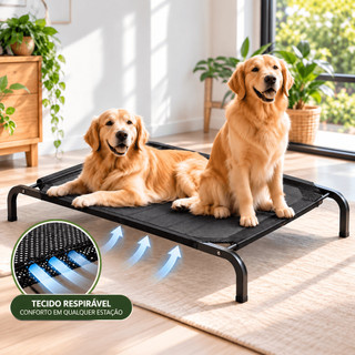 Cama Suspensa para Cachorro em Alumínio Reforçada 90x60cm/102x69cm + Brinde Bola Interativa Elétrica para Pets