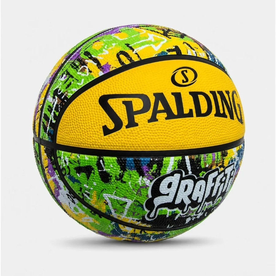 Kit com 1 Bola De Basquete Spalding Graffiti Amarelo + 1 Bomba de Ar — imagem 2 de 2