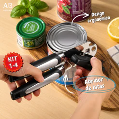 Abridor de Latas Multifuncional e Garrafas Aço Inox 21cm 3 em 1 com Praticidade e Segurança