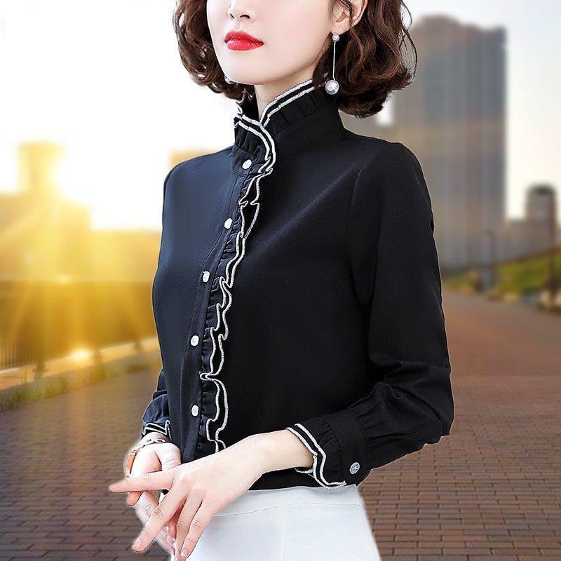2025 primavera novo estilo camisa feminina de manga comprida solta Design camisa feminina moda estilo ocidental camisa d