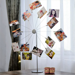 Suporte de exibição de cartão postal criativo europeu Metal Desktop tridimensional roda gigante 14 foto cartão postal ex