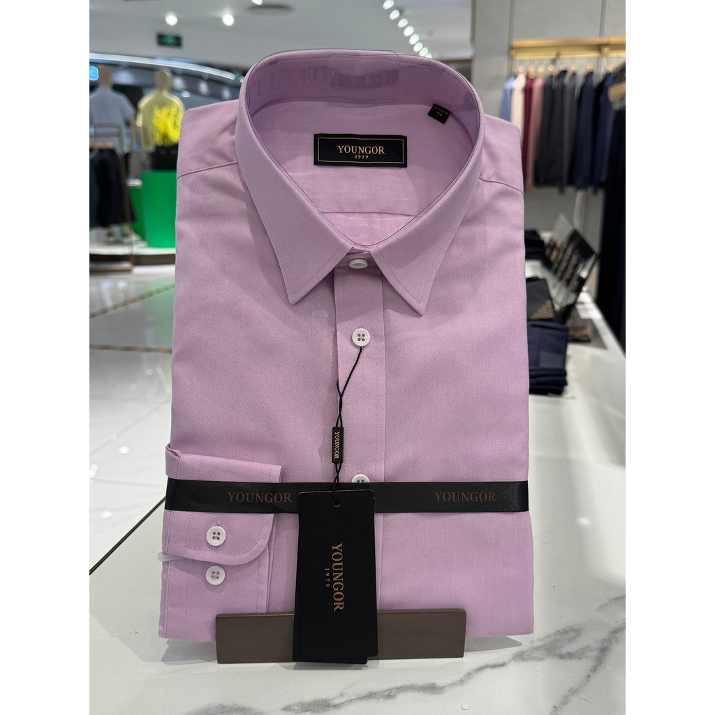 [Multicolor] Camisa masculina de manga comprida Yagoer empresarial Casual cor sólida algodão antirrugas 16384KJA