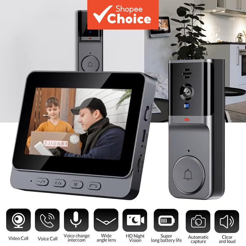 Um Conjunto De Campainha De Vídeo Inteligente Sem Fio Casa WiFi Visão Não Noturna Resolução De Captura 480P