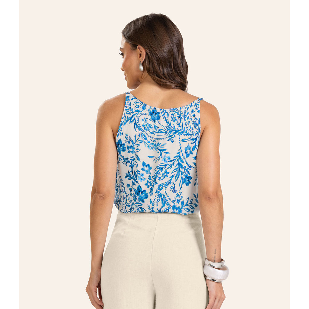 Blusa de Alça Viscose Khyara Feminina Endless Bege — imagem 2 de 2