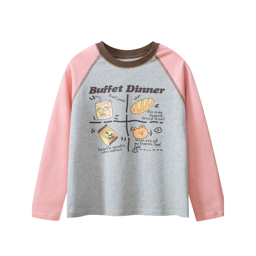 GRrrr Puro Algodão Roupas Infantis Jovens Mulheres Camiseta de Manga Comprida Médio Grande Crianças Costura Manga Raglan