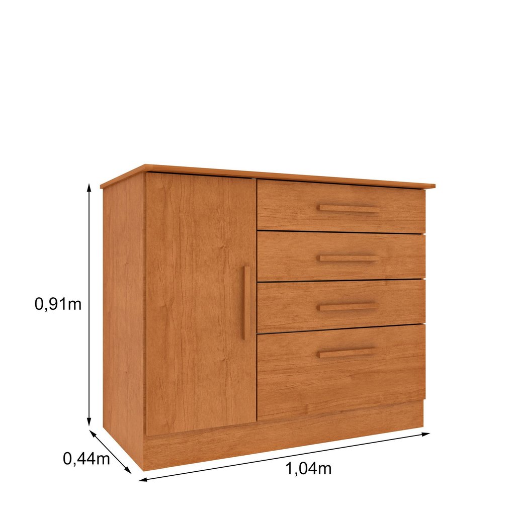 Cômoda 1 Porta 4 Gavetas 104cm Chicago Bege/Cinamomo Cinamomo · foto 2
